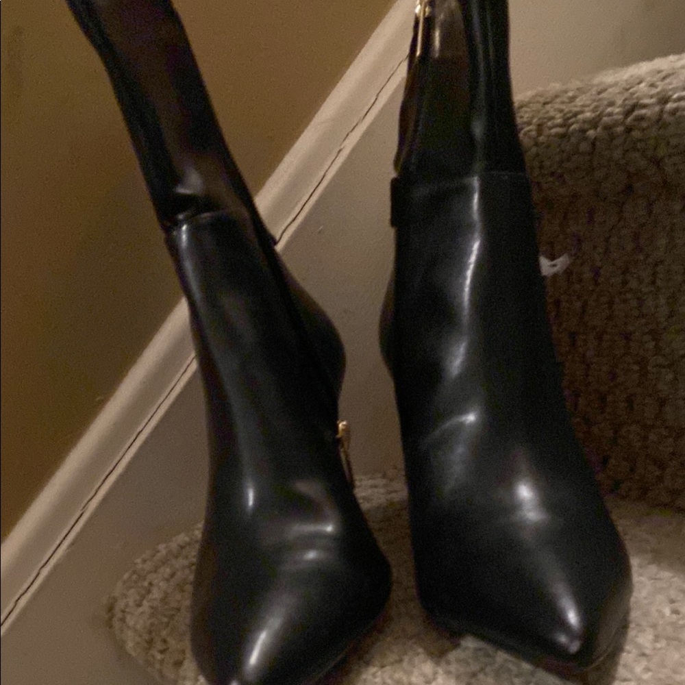 Calvin Klein Black Leather Ankle Boots